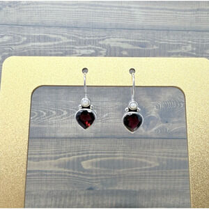 Silpada Sterling Silver Garnet Pearl Get Glowing Earrings W2986